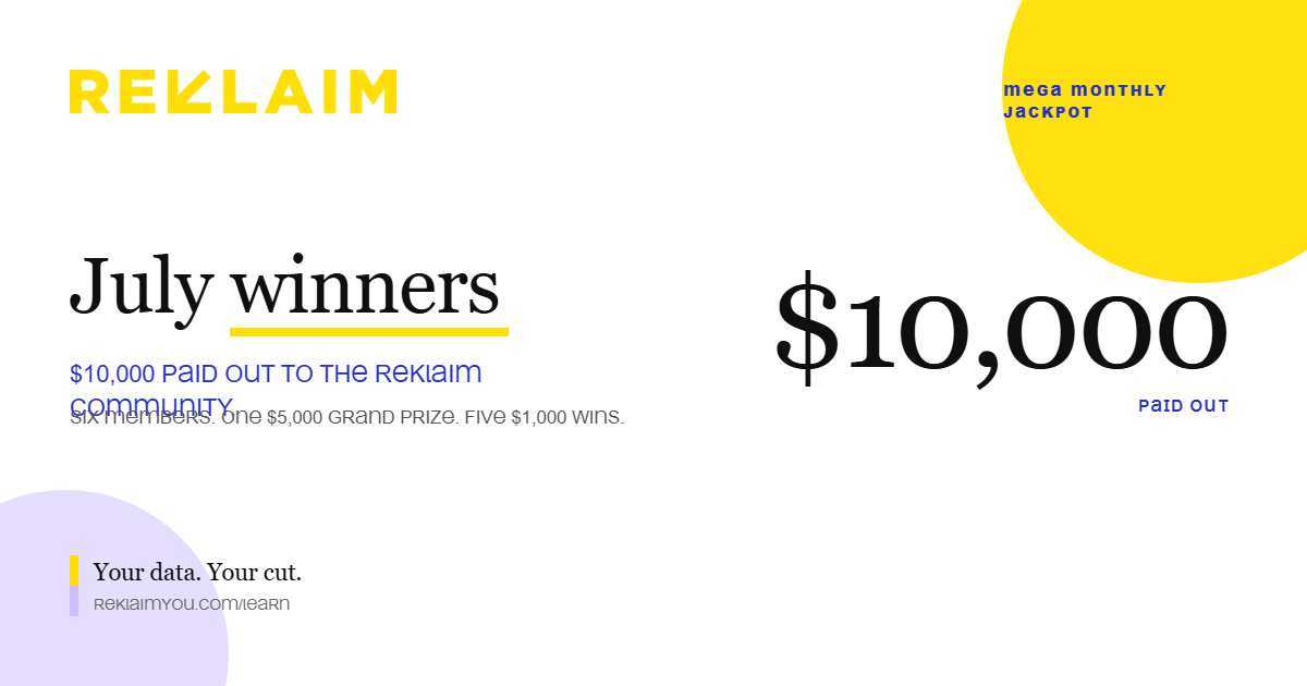 July 2026 Jackpot Winners: $10,000 Paid Out to the Reklaim Community